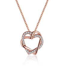 Wholesale Fine Women Jewelry New Style Fashion Rose Gold Heart Chain Pendant Necklace